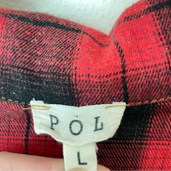 POL Boutique Distressed Buffalo Plaid Flannel Mixed Shacket Jacket - Picture 6 of 8